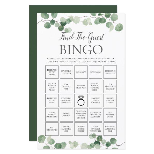 Eucalyptus Greenery Bridal Find the Guest Bingo