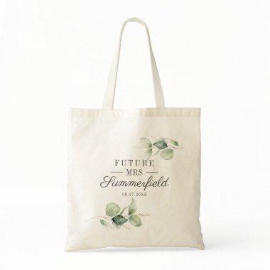 Eucalyptus Greenery Bridal Shower Future Mrs Name Tote Bag