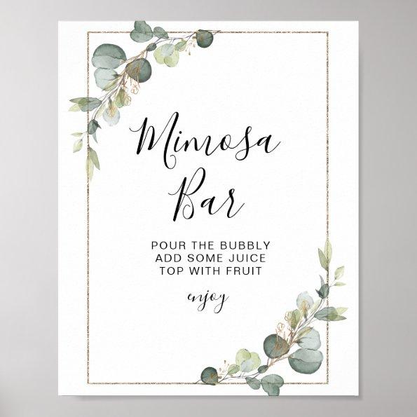 eucalyptus greenery bridal shower mimosa bar sign