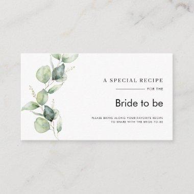 Eucalyptus Greenery Bridal Shower Recipe Enclosure Invitations