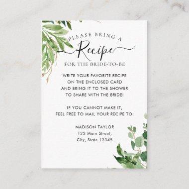 Eucalyptus Greenery Bridal Shower Recipe Request Enclosure Invitations