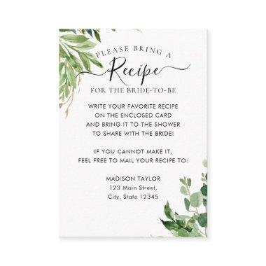 Eucalyptus Greenery Bridal Shower Recipe Request Enclosure Invitations