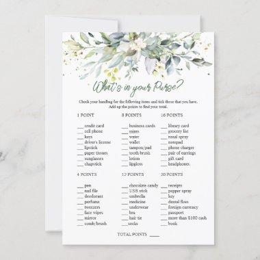 Eucalyptus Greenery Bridal What's in Your Purse Invitations