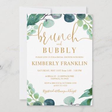 Eucalyptus Greenery Brunch & Bubbly Bridal Shower Invitations