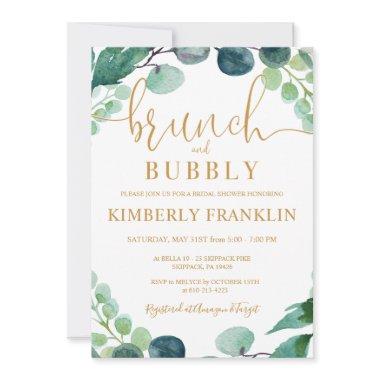 Eucalyptus Greenery Brunch & Bubbly Bridal Shower Invitations