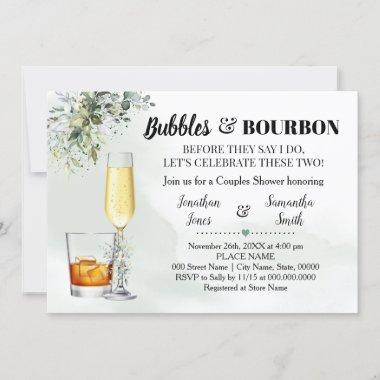Eucalyptus greenery bubbles & Bourbon Shower Invit Invitations