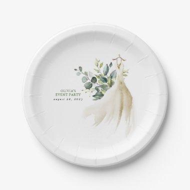 Eucalyptus Greenery Dress Elegant Paper Plates