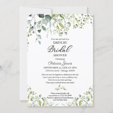 Eucalyptus Greenery Drive By Bridal Shower Invitat Invitations