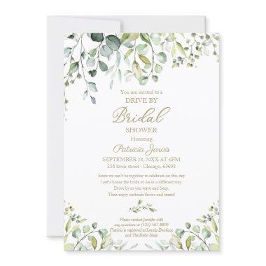 Eucalyptus Greenery Drive By Bridal Shower Invitations