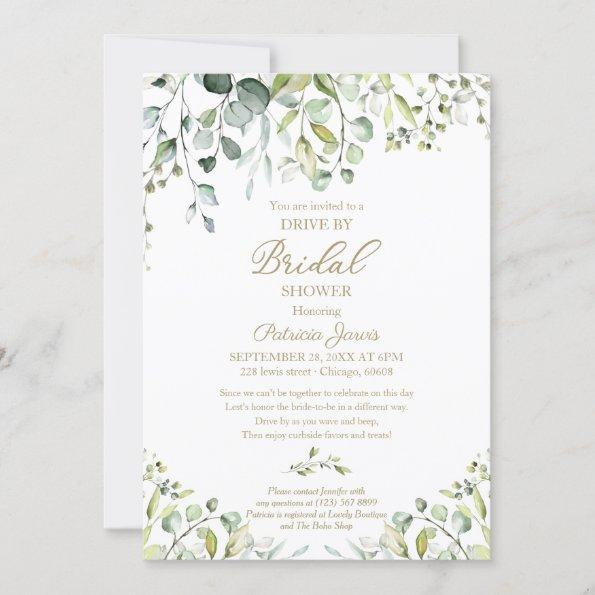 Eucalyptus Greenery Drive By Bridal Shower Invitations