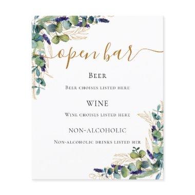 Eucalyptus greenery elegant bar menu flyer