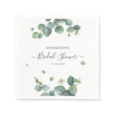 Eucalyptus Greenery Elegant Bridal Shower Paper Napkins
