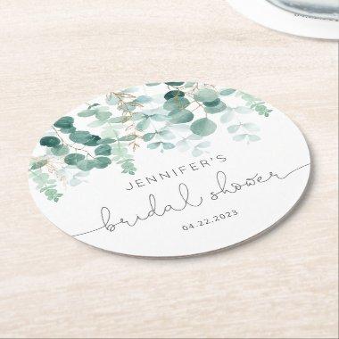 Eucalyptus greenery elegant  round paper coaster