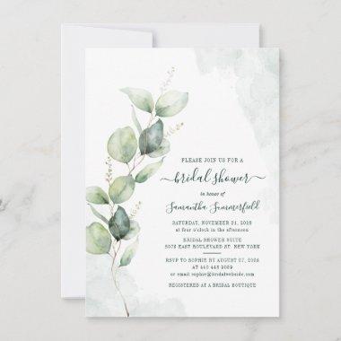 Eucalyptus Greenery Foliage Bridal Shower Invitations
