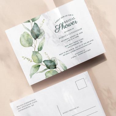 Eucalyptus Greenery Foliage Script Bridal Shower Invitation PostInvitations