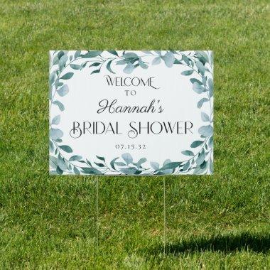 Eucalyptus Greenery Frame Green Bridal Shower Yard Sign