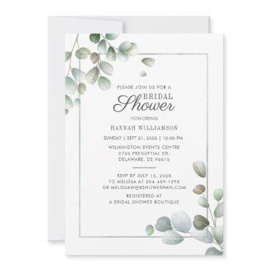 Eucalyptus Greenery Geometric Rustic Bridal Shower Invitations