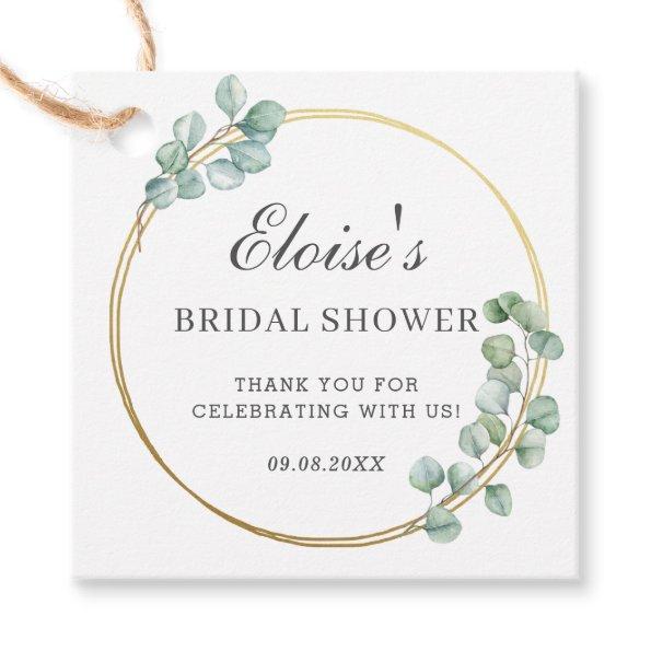 Eucalyptus Greenery Gold Bridal Shower Thank You Favor Tags