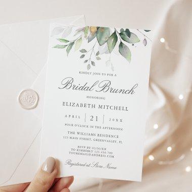 Eucalyptus Greenery Gold Leaves Bridal Brunch