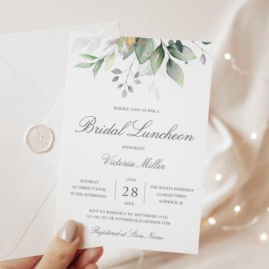 Eucalyptus Greenery Gold Leaves Bridal Luncheon