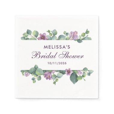 Eucalyptus Greenery Green Purple  Napkins