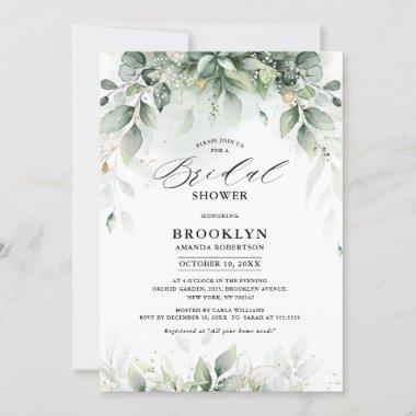 Eucalyptus Greenery Gum Botanical Bridal shower Invitations