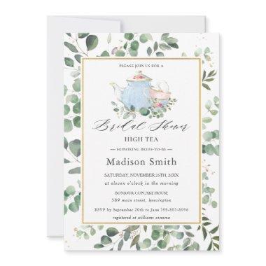 Eucalyptus Greenery High Tea Party Bridal Shower Invitations