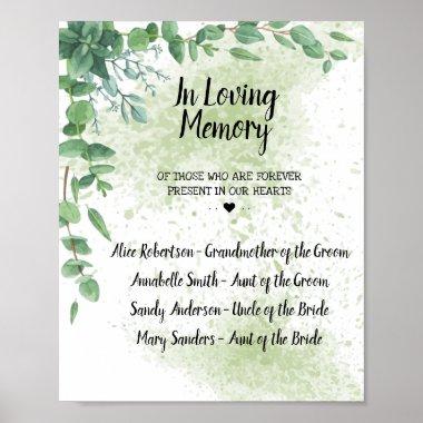 Eucalyptus Greenery In Loving Memory Wedding Sign
