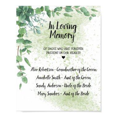 Eucalyptus Greenery In Loving Memory Wedding Sign