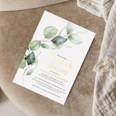 Eucalyptus Greenery Script  Gold Foil