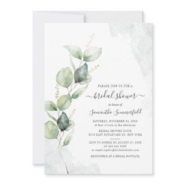 Eucalyptus Greenery Script Rustic Bridal Shower Invitations