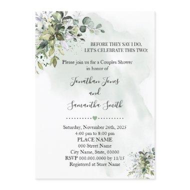 Eucalyptus greenery succulent couples shower Invitations