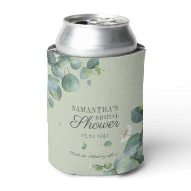 Eucalyptus Greenery Watercolor Bridal Shower Can Cooler