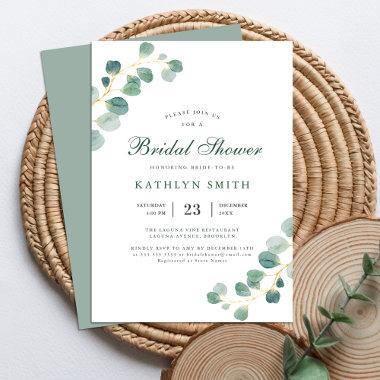 Eucalyptus Greenery Watercolor Bridal Shower Invitations