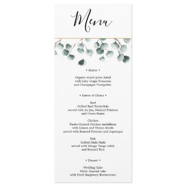 Eucalyptus Greenery Wedding Menu or Bridal Shower Invitations