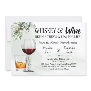 Eucalyptus greenery whiskey & wine couples shower