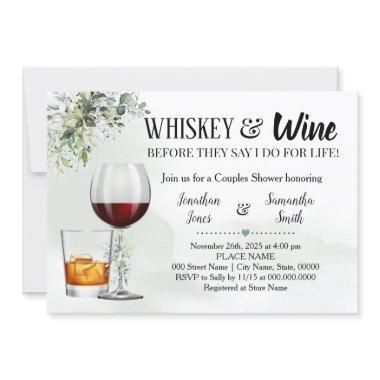 Eucalyptus greenery whiskey & wine couples shower Invitations