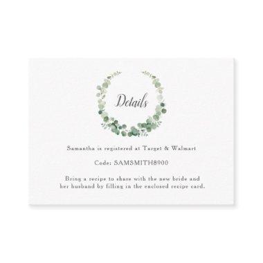 Eucalyptus Greenery Wreath Bridal Shower Details Enclosure Invitations