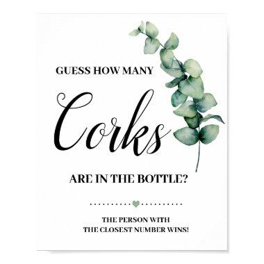Eucalyptus Guess How Many Corks Shower Game Sign