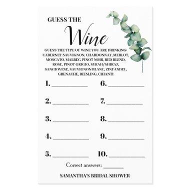 Eucalyptus Guess the Wine Couples Shower Game  Flyer