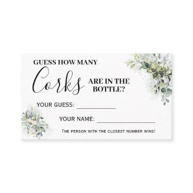 Eucalyptus How many Corks Bridal Shower Game Invitations