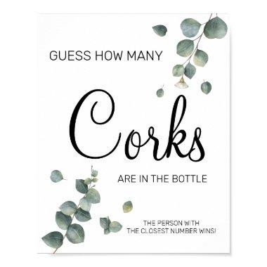 Eucalyptus How many Corks bridal shower game sign