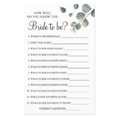 Eucalyptus How well do you know bride game  Flyer