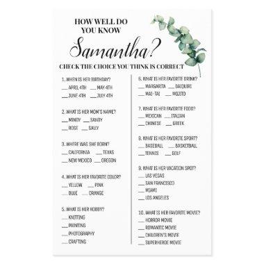 Eucalyptus How well do you know Bride Game  Flyer