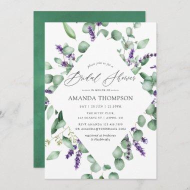 Eucalyptus Lavender Greenery Bridal Shower Invitations