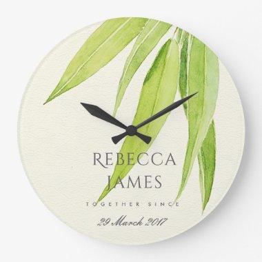 EUCALYPTUS LEAF FOLIAGE SAVE THE DATE WEDDING GIFT LARGE CLOCK