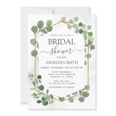 Eucalyptus Leaves Frame Bridal Shower Invitations