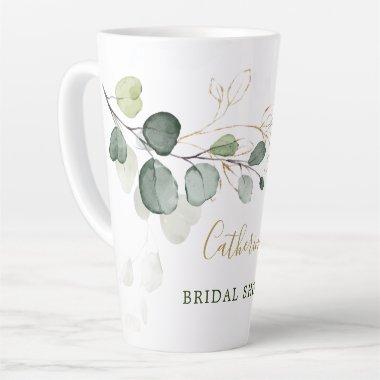 Eucalyptus Leaves Gold Floral Bridal Shower Latte Mug