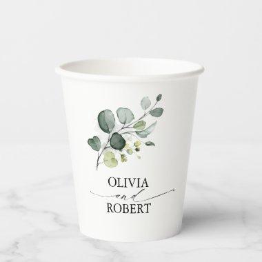 Eucalyptus Leaves Greenery Elegant Minimalist Paper Cups