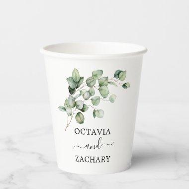 Eucalyptus Leaves Greenery Elegant Minimalist Paper Cups